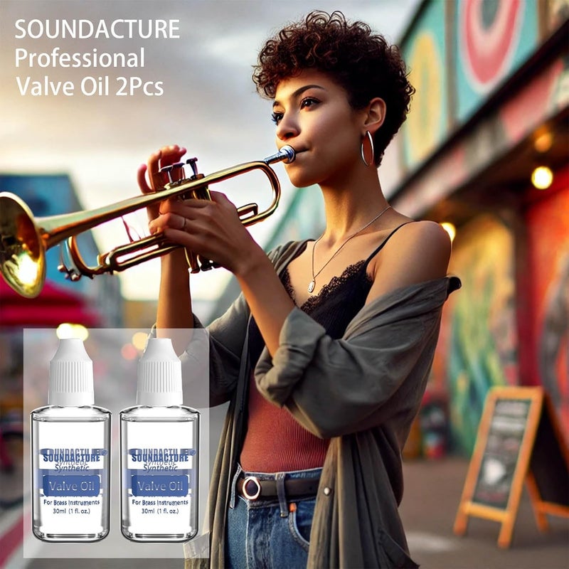 SOUNDACTURE 2PCS 1oz Brass Valve Oil for Trumpet, Trombone, Tuba & Baritone – Premium Synthetic Valve Lubricant, 2-Pack for Smooth Action, Long-Lasting Performance & Easy Application - Image 2